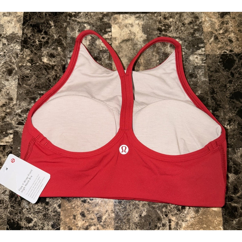 LULULEMON FLOW Y WRAP FRONT HIGH NECK BRA RED COLOR SZ 4 NWT